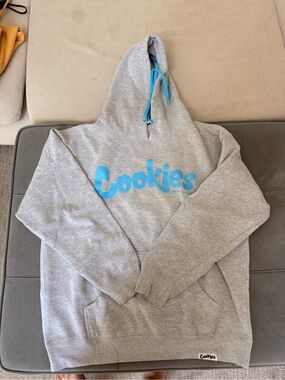 Cookies SF Hoodie Men's Size L Gray Blue Drawstring